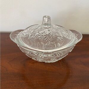 - KIG Malaysia glass candy dish with lid rose design